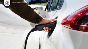 person charging their electric vehicle with an ev charger