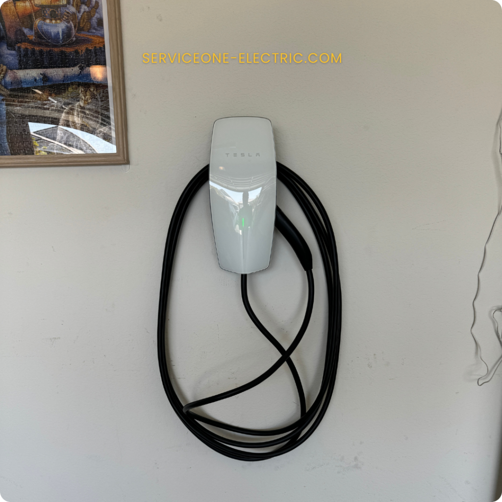 tesla ev charger installed safely and professionally by service one electric