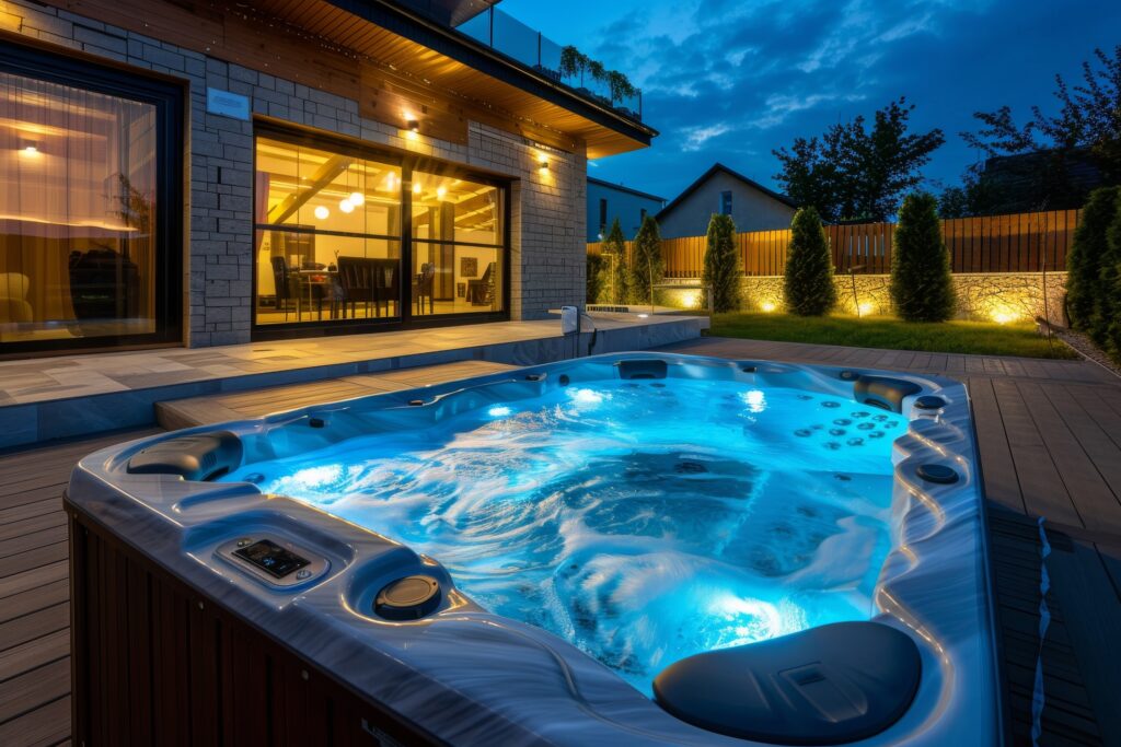 Hydromassage pool in private cottage