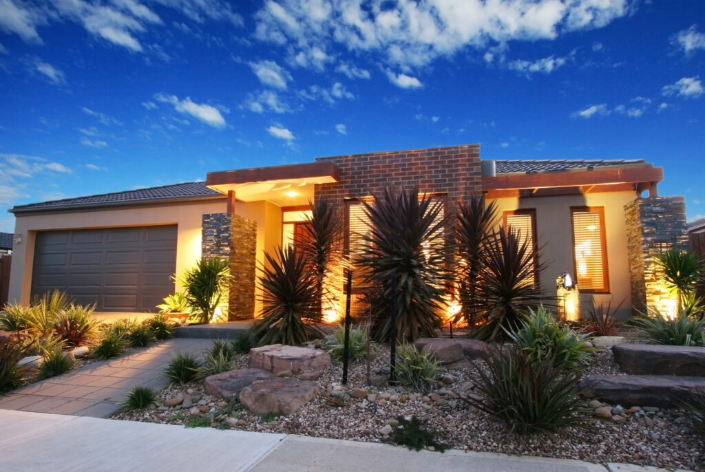 Contemporary Australian home. Dusk shot of a contemporary new home in Melbourne, Australia